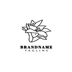 azalea flower logo icon cartoon template vector hand drawing