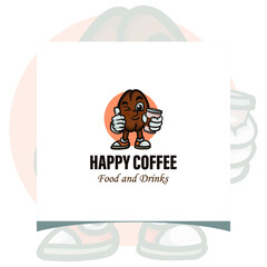Creative Vector Coffee Shop Logo with coffee beans, logo Design Inspirations 
