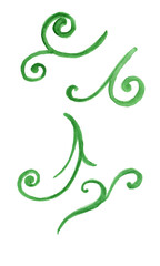 Watercolor botanical decorative illustration for wedding invitation card.Foliage blooming.Spring Green twigs and leaves watercolor  set of watercolor green plants. Delicate twigs and leaves on a white