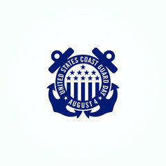 Emblem of United States Coast Guard Day. August 4. Vector Logo and Illustration.