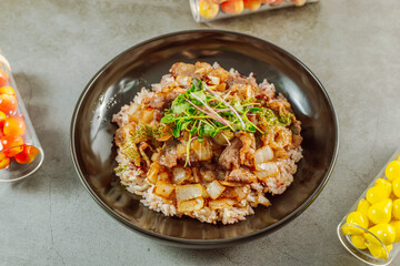 Korean style beef brisket rice 'chadolbag-i deopbab'
