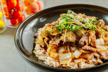 Korean style beef brisket rice 'chadolbag-i deopbab'