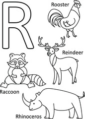 R animals names, Alphabet coloring for kids, Alphabet animals coloring page, ABC coloring, Preschool education