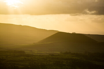 Sunrise over an extinct vulcano on Terceira island, Azores. Beautiful light.