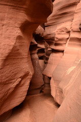 Path Through a Narrow Red Rock Slot Canyon