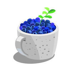 a mug of ripe blueberries, vector image