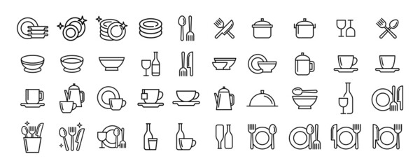Vector graphic of tableware icon collection