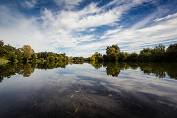 Fototapeta na wymiar reflection of trees on the lake