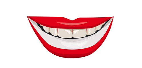 The flag of Austria on the lips. A woman's smile with white teeth. Vector illustration.