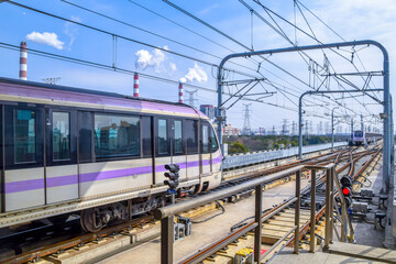 Fototapeta premium Shanghai Metro Line 10 Trains