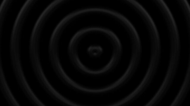 Concept: waves of oil. Wavy circles on the black surface. Loopable. Full Frame. 3D rendering.
