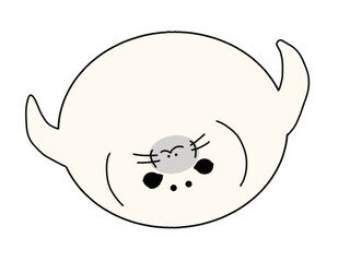 あおむけになるアザラシの赤ちゃんのイラスト