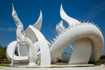 A statue of a Thailand white serpent