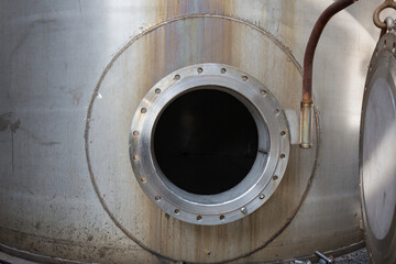 Fototapeta premium Stainless tank with chemical open manhole