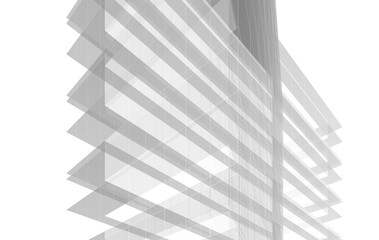 abstract architecture drawing 3d illustration