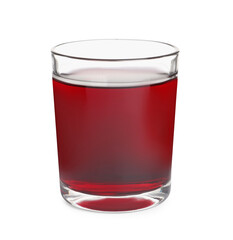 Glass of fresh tasty juice isolated on white