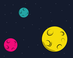 Obraz na płótnie Canvas Flat design: space and planet concept. Cute template with planets and Stars in space.