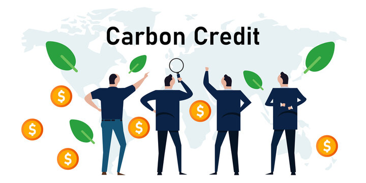 carbon credit concept responsibility of co2 emission taken into financial credit for ecology reforestation neutral carbon offset