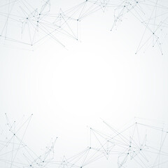 Geometric connected background lines and dots. Simple technology abstract graphic background design, illustration.