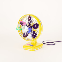Vintage electric air fan. Air cooling and conditioning. 3d render