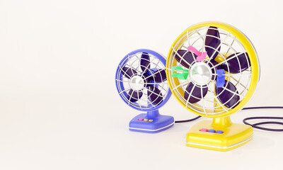 Vintage electric air fan. Air cooling and conditioning. 3d render
