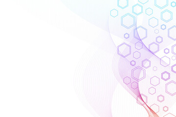 Technology abstract lines and dots connect background with hexagons. Hexagon grid. Hexagons connection digital data and big data concept. Hex digital data visualization, illustration.