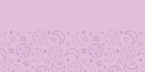 Light purple cute moon stars repeat border print
