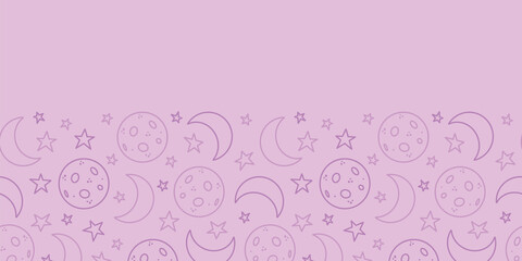 Light purple cute moon stars repeat border print