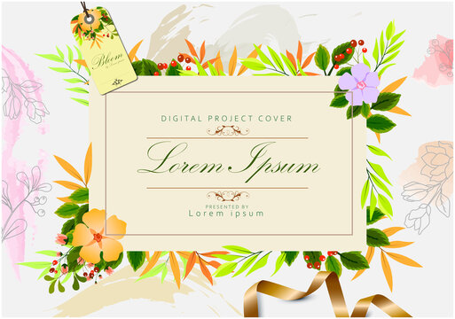 Digital project cover template, AI, front cover project, image preview template for project