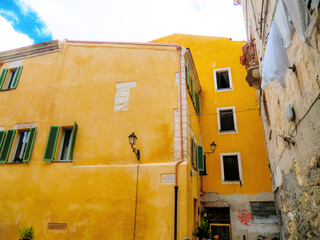 Fototapeta na wymiar View of buildings and streets of Sassari in summer 2021, Sardinia, Italy, Europe