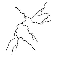 lightning sketch. black silhouette isolated