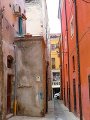 View of buildings and streets of Sassari in summer 2021, Sardinia, Italy, Europe