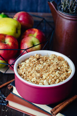 Tasty Apple crumble with cinnamon