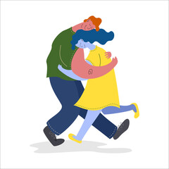 Couple of lovers hug each other