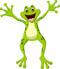 Obraz premium cute frog cartoon isolated on white background