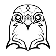 Black and white line art of falcon head. Good use for symbol, mascot, icon, avatar, tattoo,T-Shirt design, logo or any design.