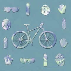 マウンテンバイクイラストマーブル模様