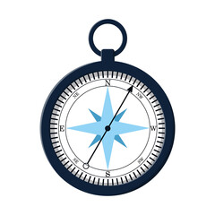 Marine compass on a white isolated background. Color vector illustration of a flat style.