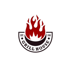 Grill Barbecue Vector Logo. Hot Grill House.