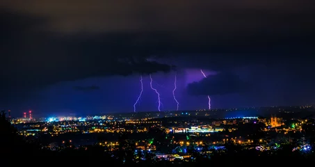 Foto op Canvas lightning over the city © Lukasz