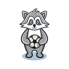 cute raccoon cartoon animal holding ball