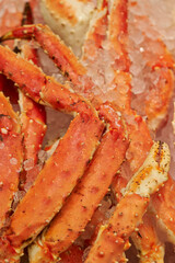 Snow crab legs on display at the market