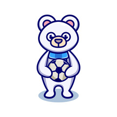 cute polar bear cartoon animal holding a ball