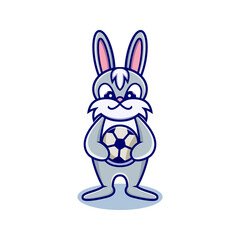 cute rabbit cartoon animal holding ball