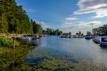 yacht harbour near domsand at the lake vaaettern in sweden