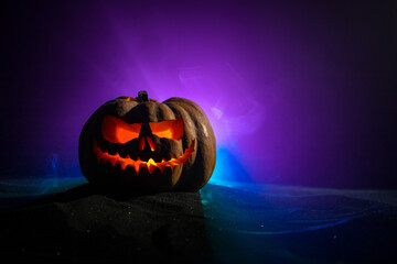 Halloween pumpkin. Traditional holiday decoration. Useful as greeting card