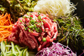Beef Tartare and green onion sesame