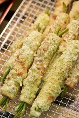 Tempura displayed in a traditional market