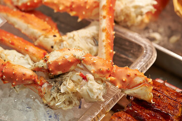 Snow crabs displayed in a traditional market 