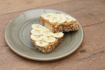 Banana peanut butter toast